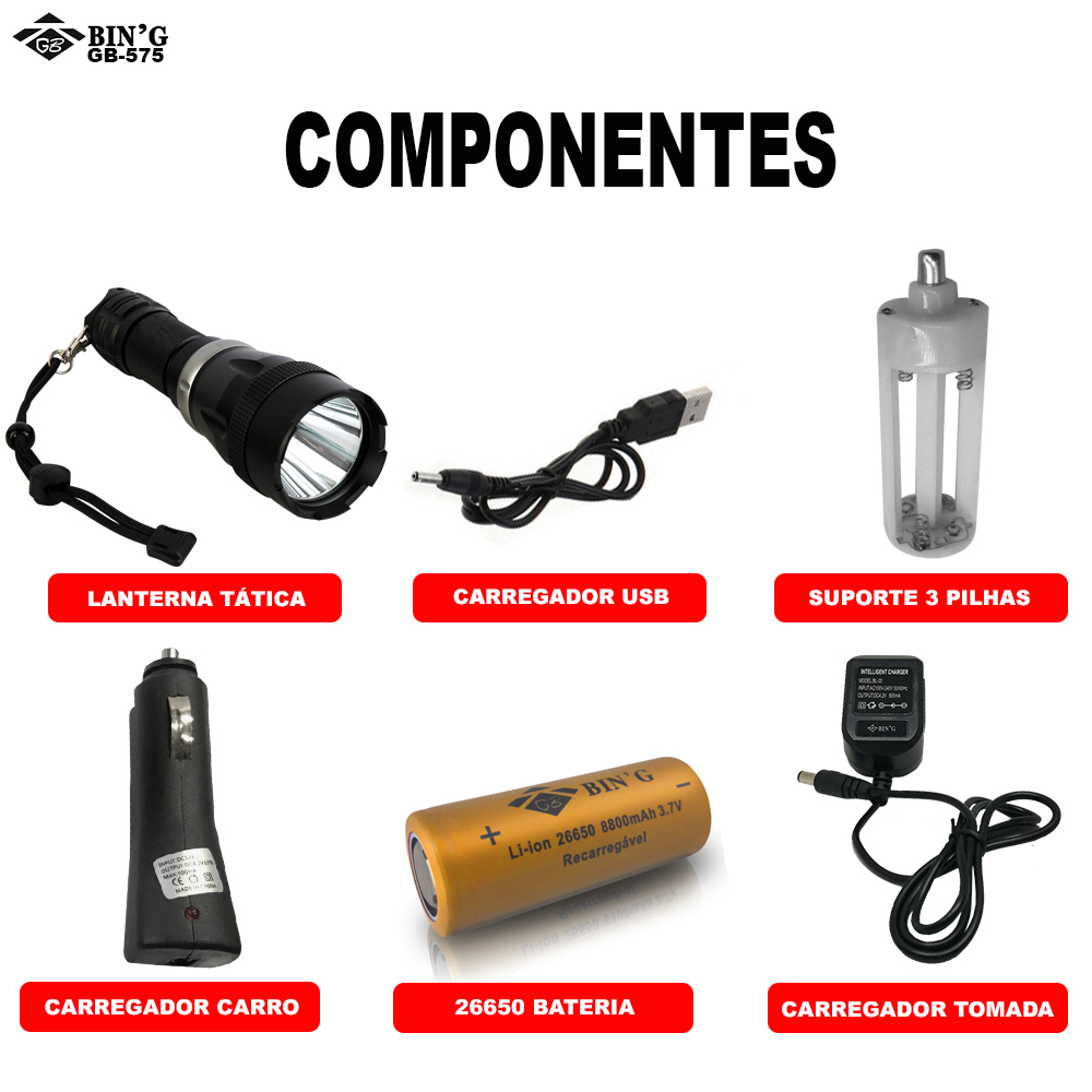 Lanterna Mergulho Recarregável Led Cree T6 Potente 50 Metros - JP